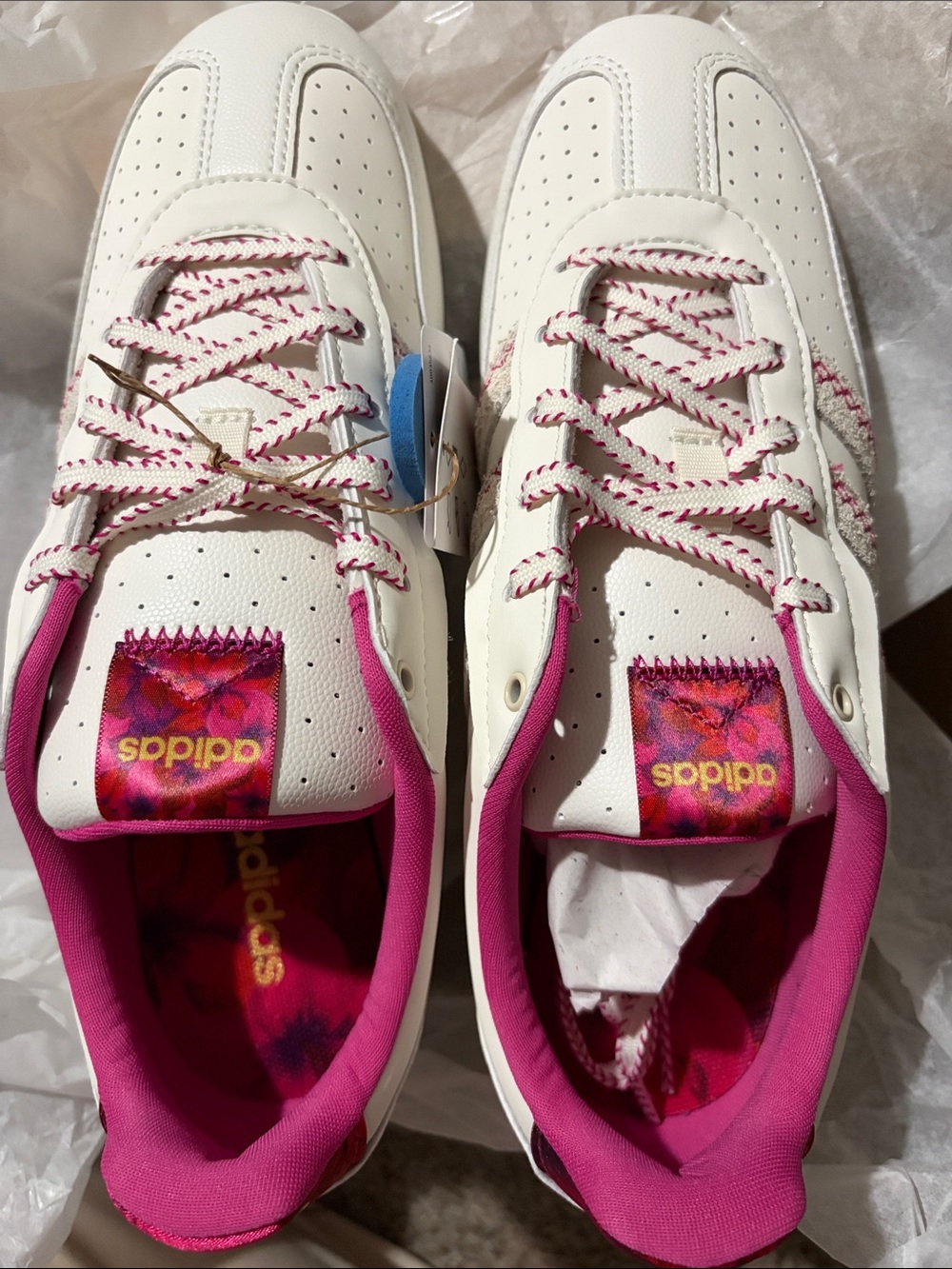 Adidas White Sneakers with Pink Accents - NWT with box